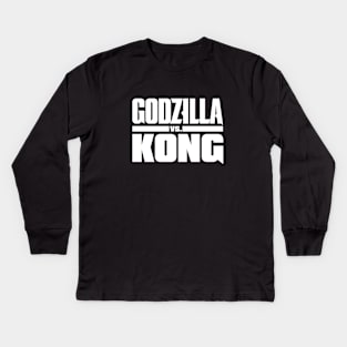 godzilla vs kong team godzilla Kong white logo Kids Long Sleeve T-Shirt